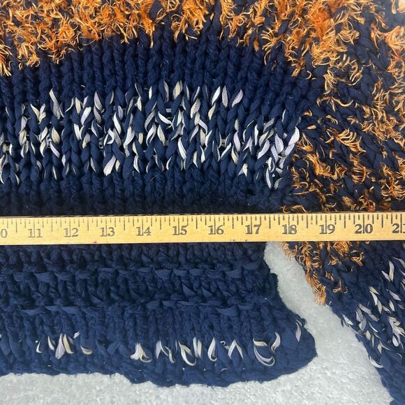 Anthropologie Hand Knit by Dollie Navy Blue/Orange Cropped Sweater Size Small RT - Picture 8 of 11